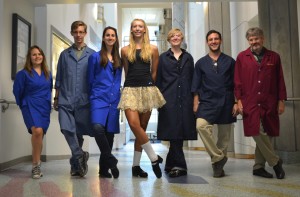 Terry Lowe (far right) oversees the Anti-Injury Activewear research team, who are all part of the Nano-Structured Materials Research Group.