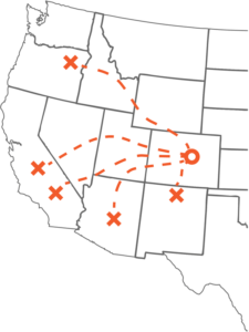 Map of Spring 2016 Mines in Motion Destinations
