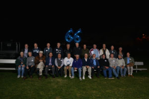 The class of 1966 gathered for a group photo at Homecoming