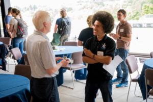 Student networking with professor