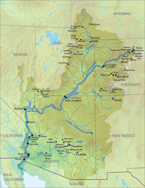 Map of the Colorado River Basin states