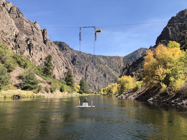 Ground-penetrating radar used by the USGS over the Gunnison River in Colorado